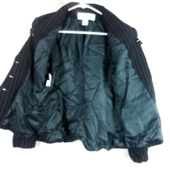 Jones New York Womens Worsted Wool Striped Blazer Jacket Sz 4 Navy Blue Made USA - Picture 3 of 6